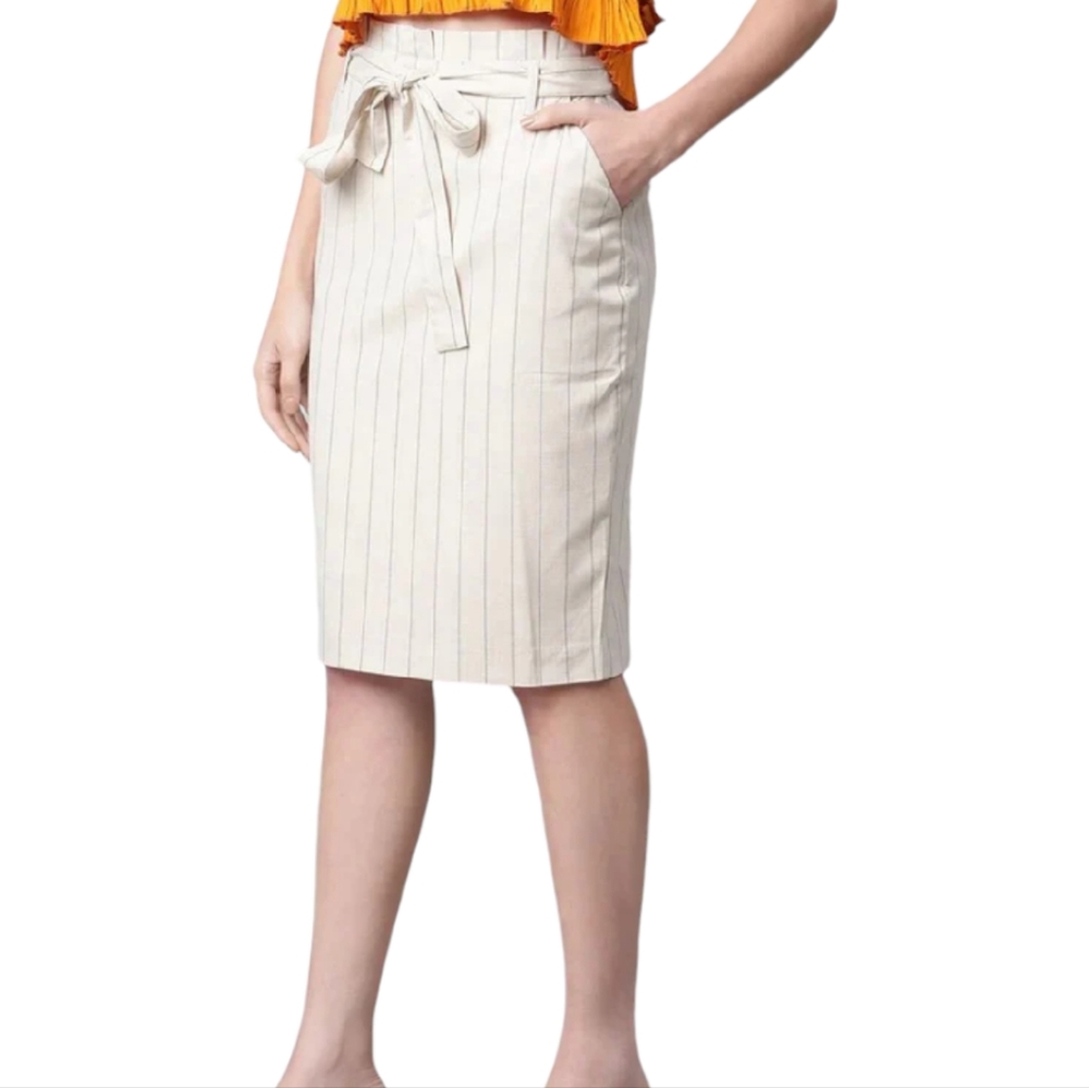 Banana Republic Striped Pencil Skirt with Belt Tie NWOT
